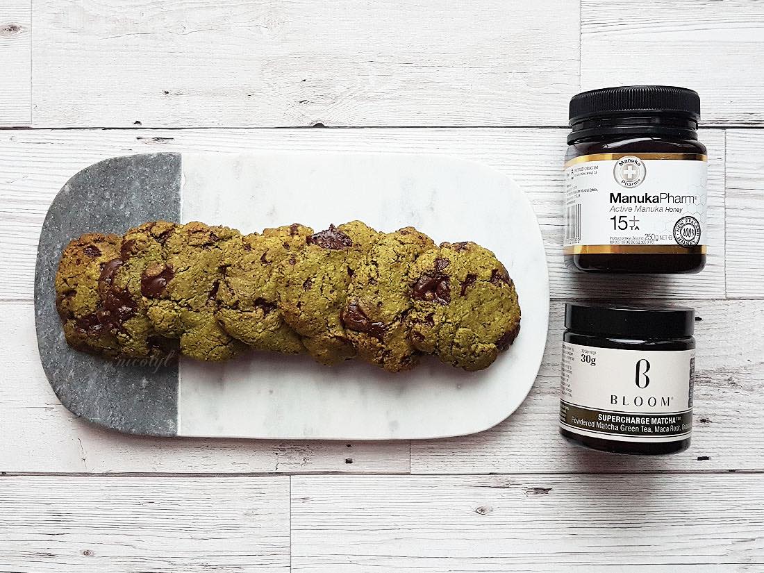 bloom supercharge matcha green tea manuka honey cookies