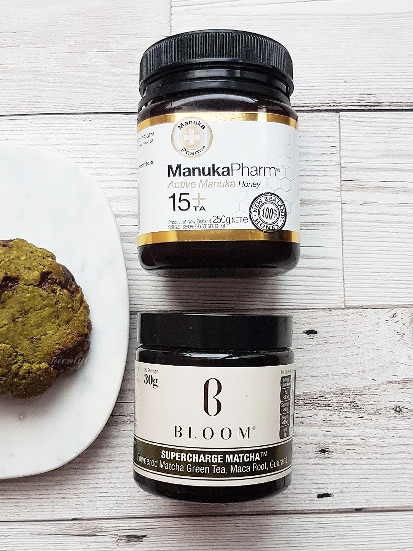 bloom supercharge matcha green tea manuka honey cookies