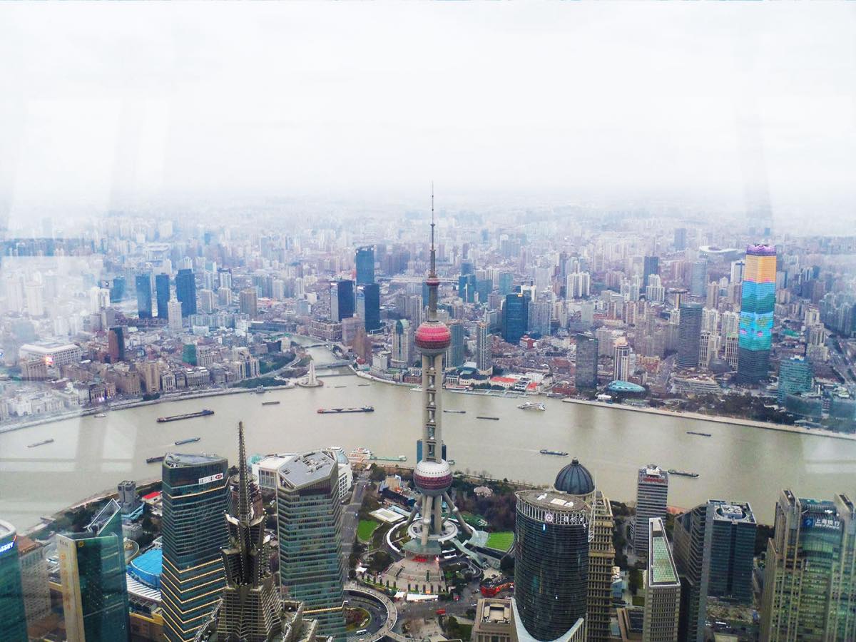 Shanghai world financial centre city day view oriental pearl tower