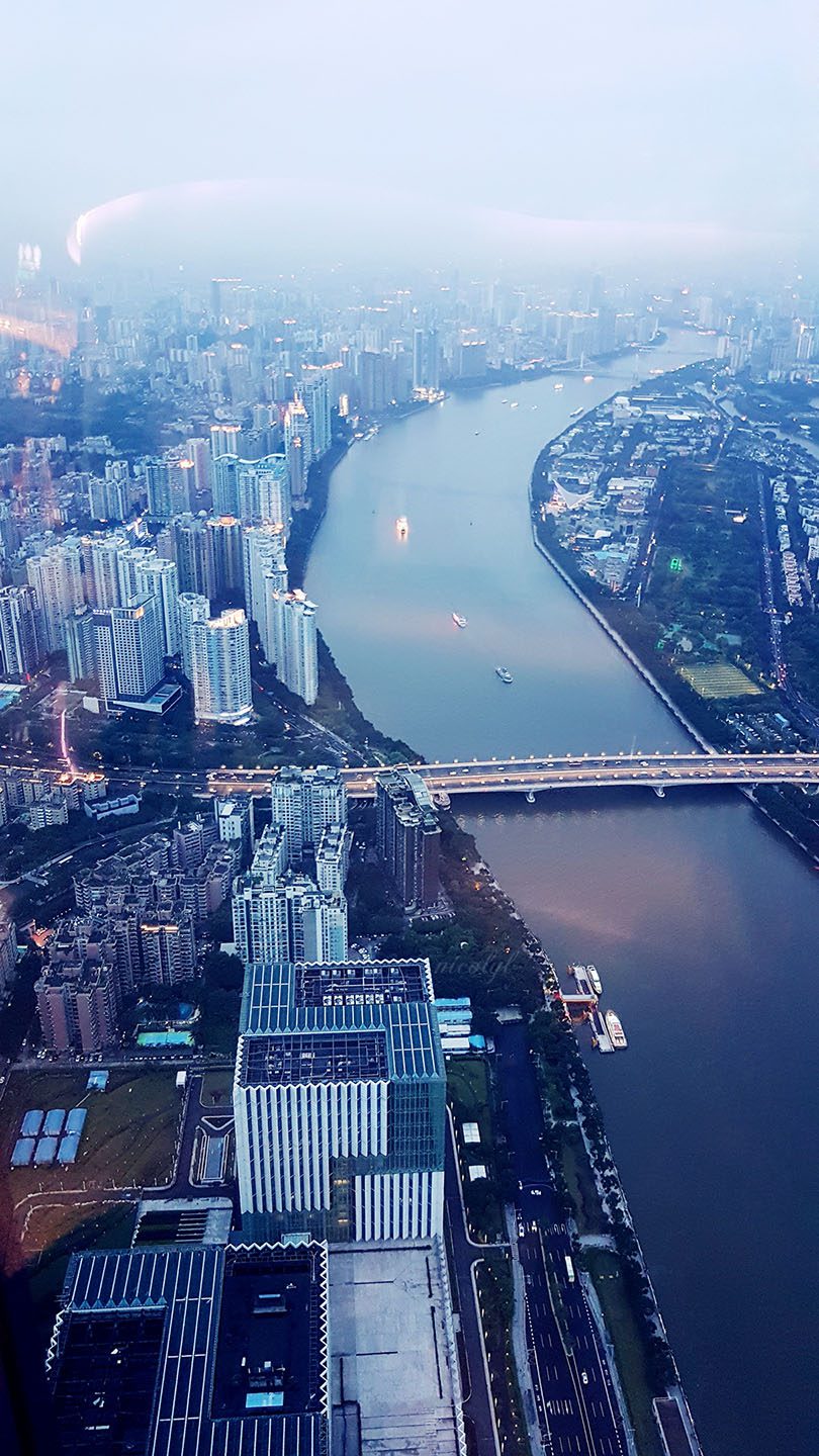 Guangzhou Guangdong canton tower sunset pearl river