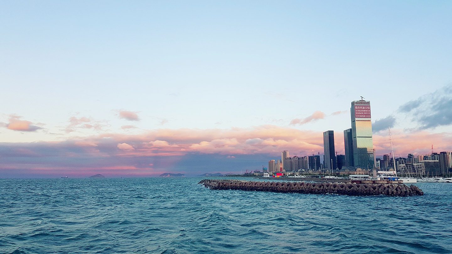 dalian Liaoning seaside sunset coast grand theatre