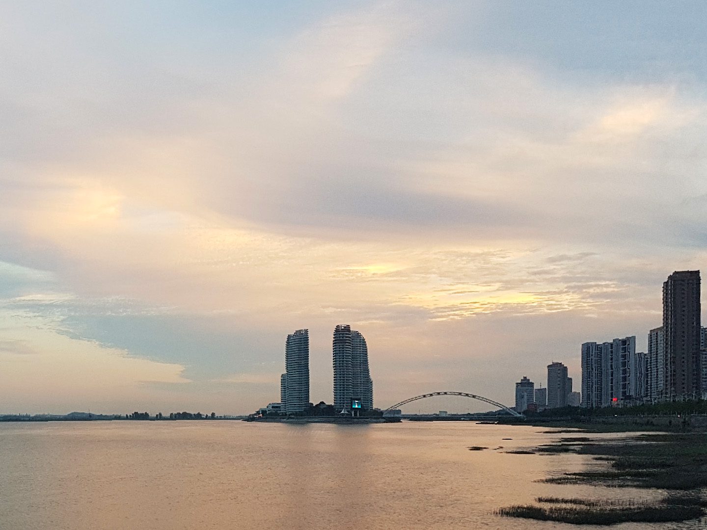 dandong china moon island sunset 