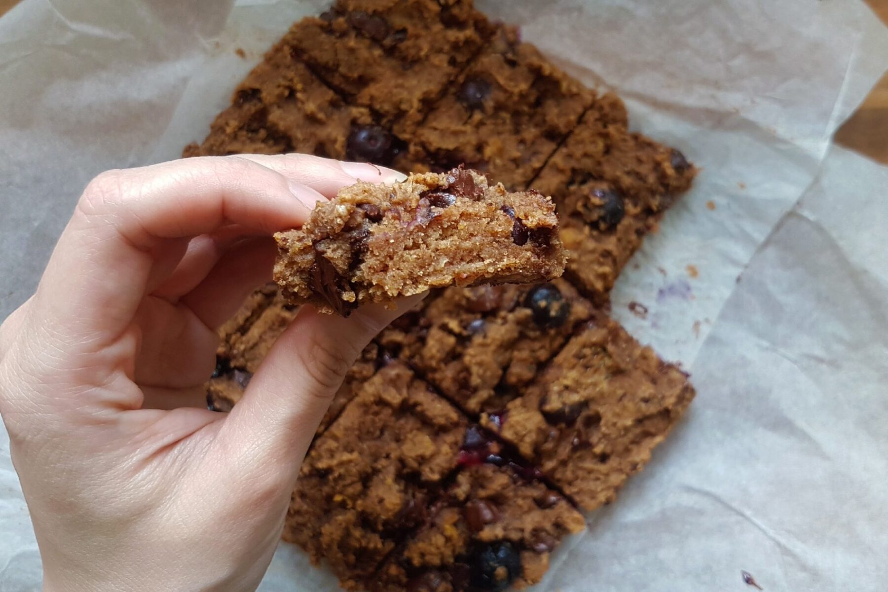 Blueberry and Chocolate Chickpea Blondies recipe healthy