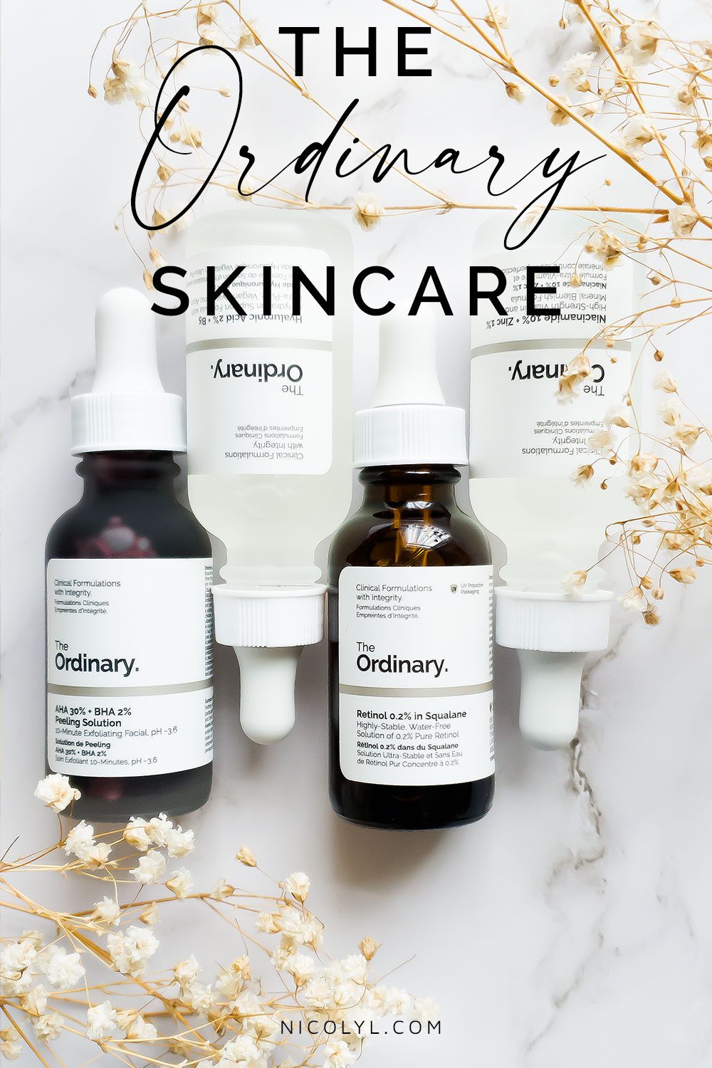 the ordinary skincare retinol squalane hyaluronic acid b5 aha bha peeling solution niacinamide zinc review pinterest pin