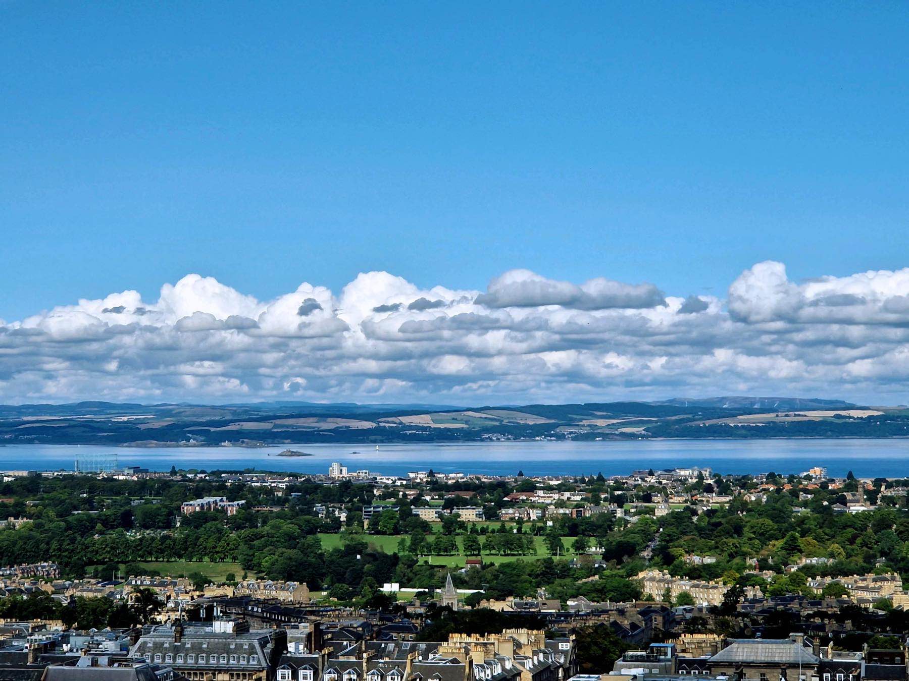 edinburgh castle view fife sea scotland uk